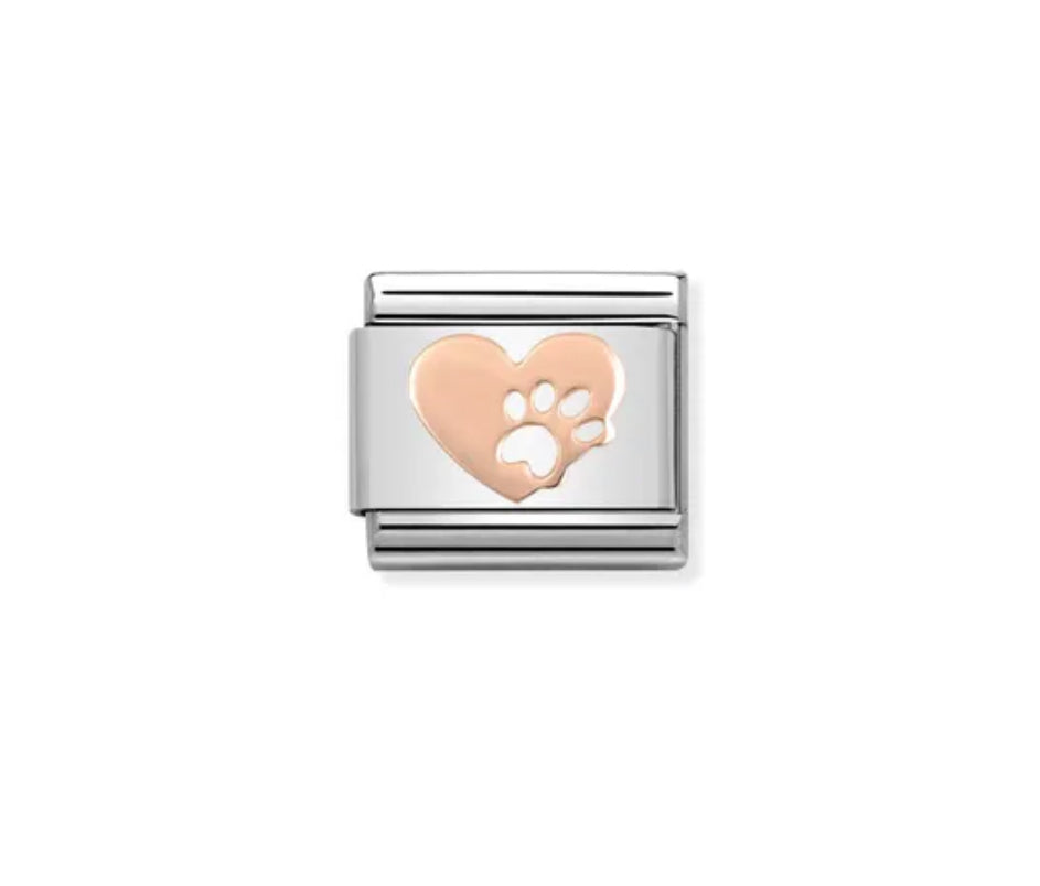 Rose Gold Heart With Paw - Composable Link | Nomination Italy
