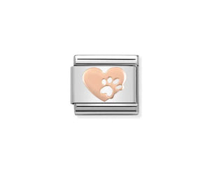 Rose Gold Heart With Paw - Composable Link | Nomination Italy