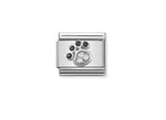 Silver Paw Print With Stones - Composable Link | Nomination Italy