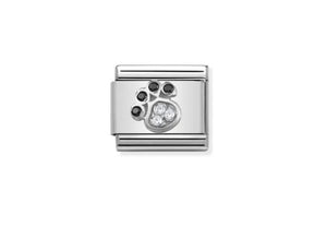 Silver Paw Print With Stones - Composable Link | Nomination Italy