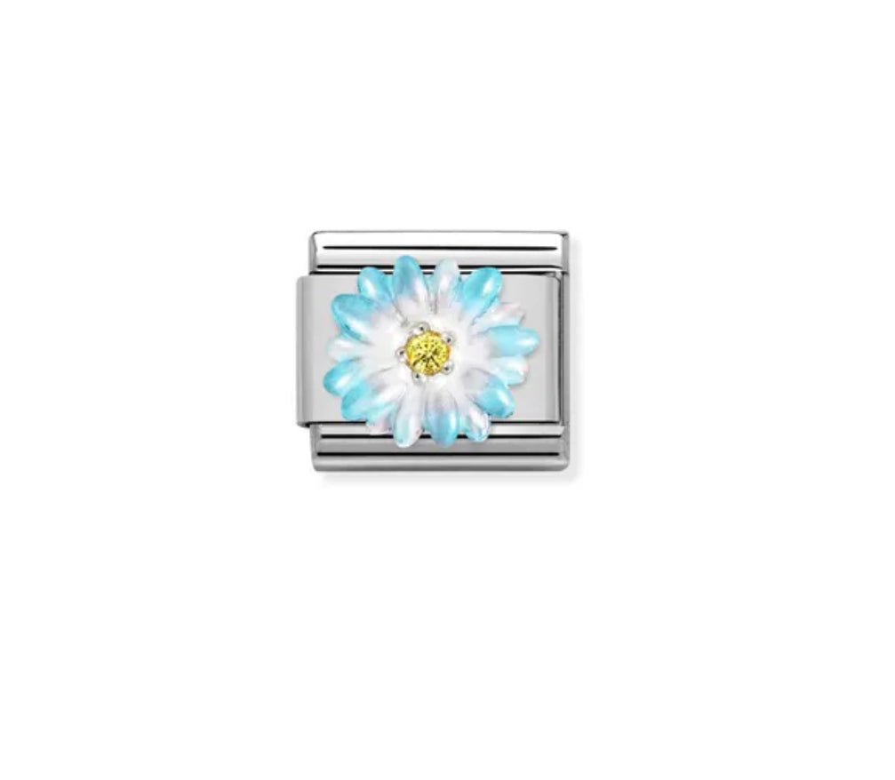 Silver Light Blue Flower - Composable Link | Nomination Italy