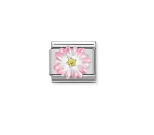 Silver Pink Flower - Composable Link | Nomination Italy
