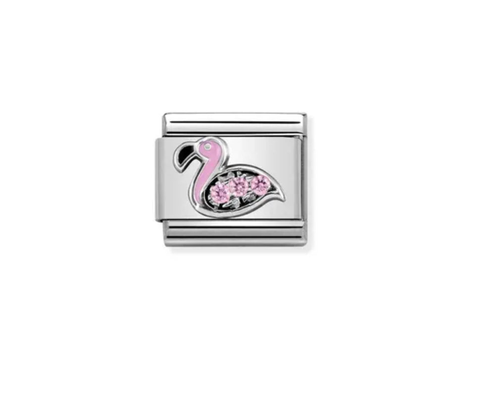 Silver Flamingo With Sparkle - Composable Link | Nomination Italy