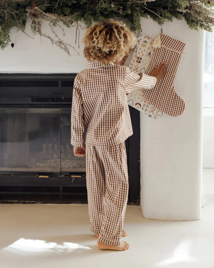 Long Sleeve Pajamas - Brick Gingham | Rylee & Cru