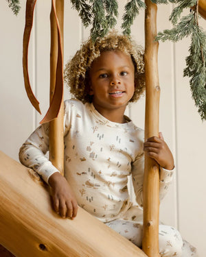 Organic Long Sleeve Pajama Set - Winter Town | Rylee & Cru