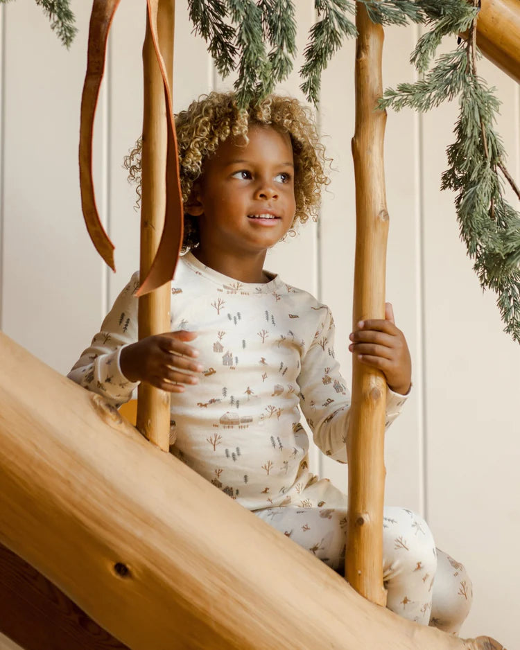 Organic Long Sleeve Pajama Set - Winter Town | Rylee & Cru