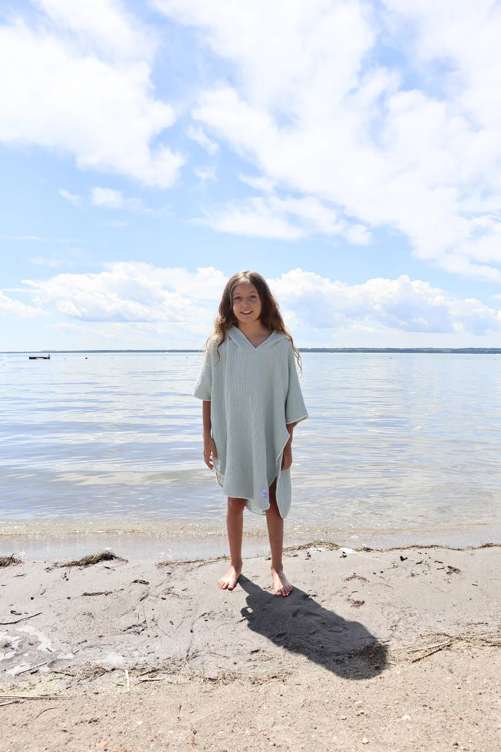 The Pebble - Kids Muslin Poncho Sage | Tofino Towel
