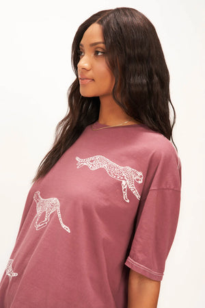 Cheetahs oversized Tee - Venetian Wine - Project Social T