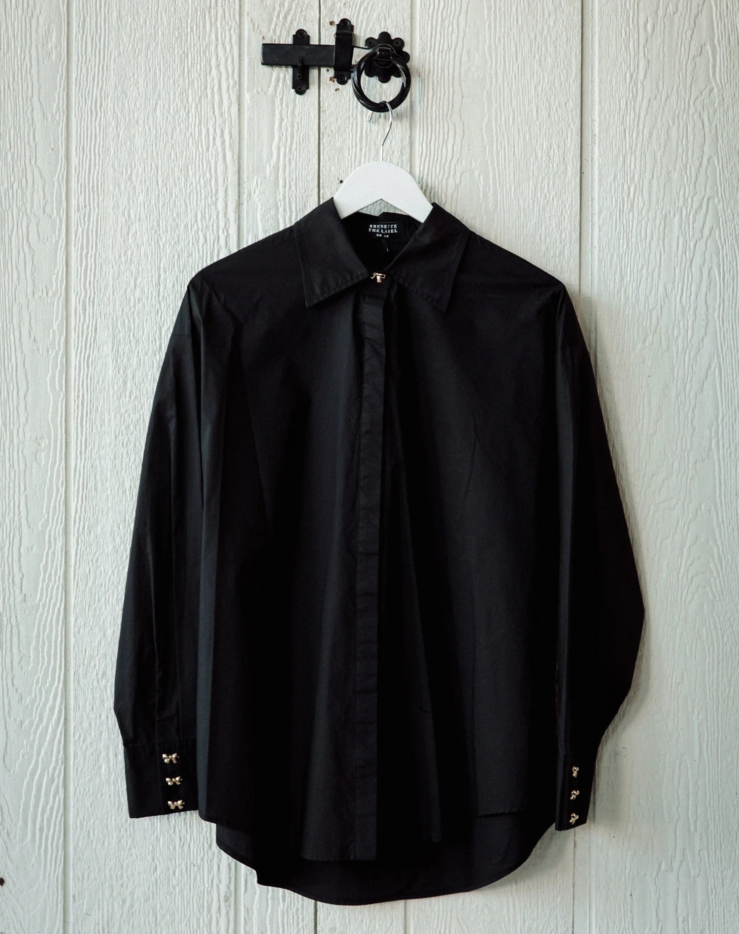 Poplin Bow Shirt - Black | BTL