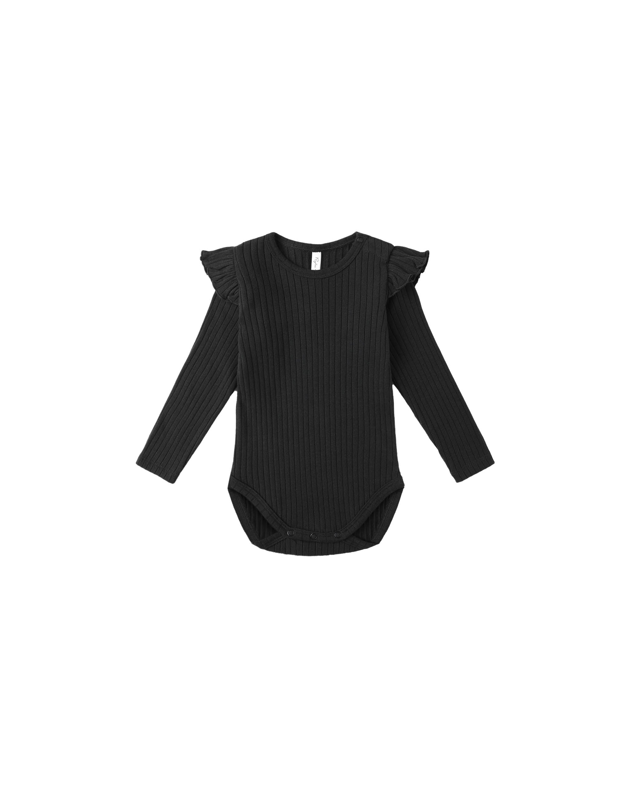 Shoulder Ruffle Bodysuit - Black | Rylee & Cru
