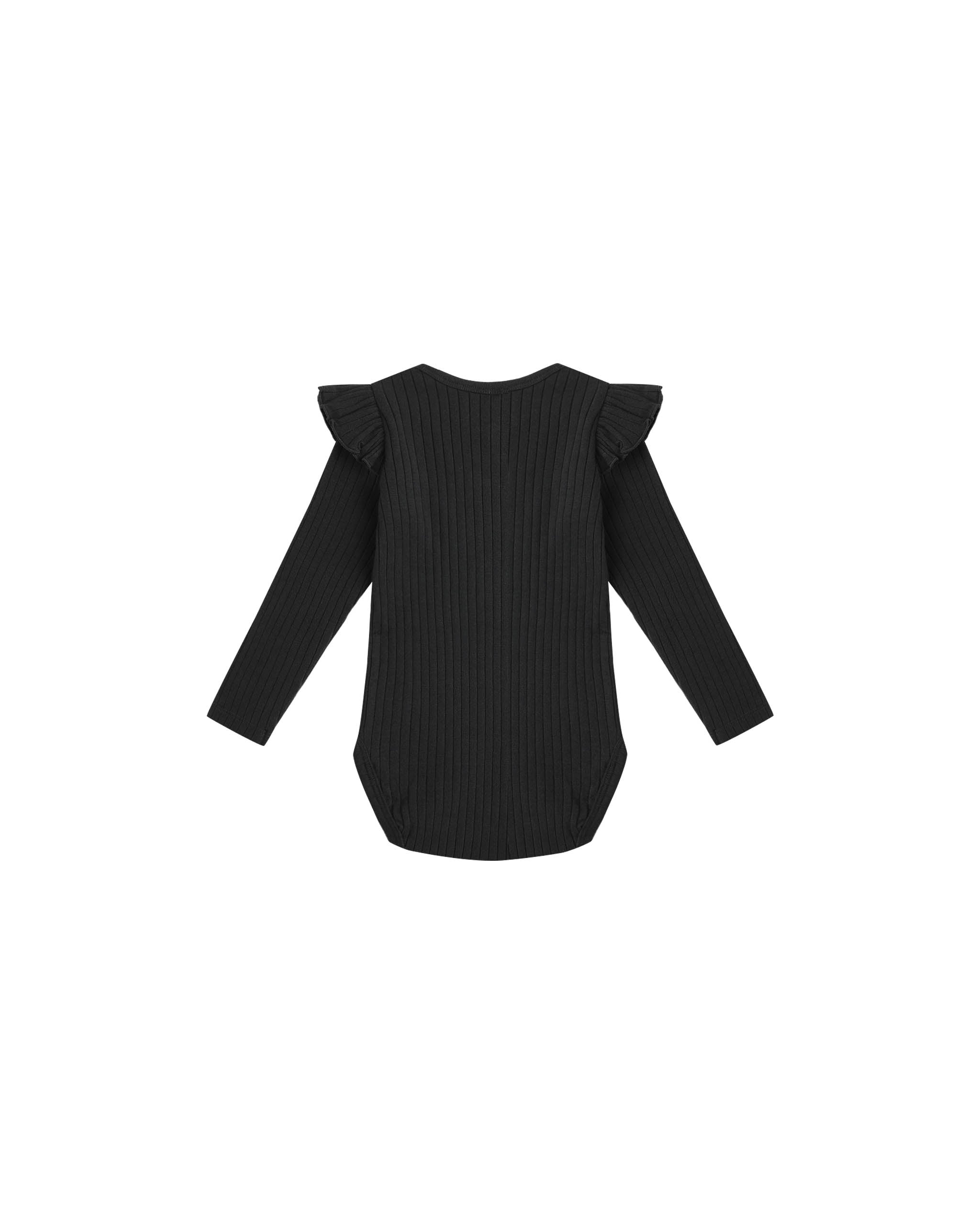 Shoulder Ruffle Bodysuit - Black | Rylee & Cru