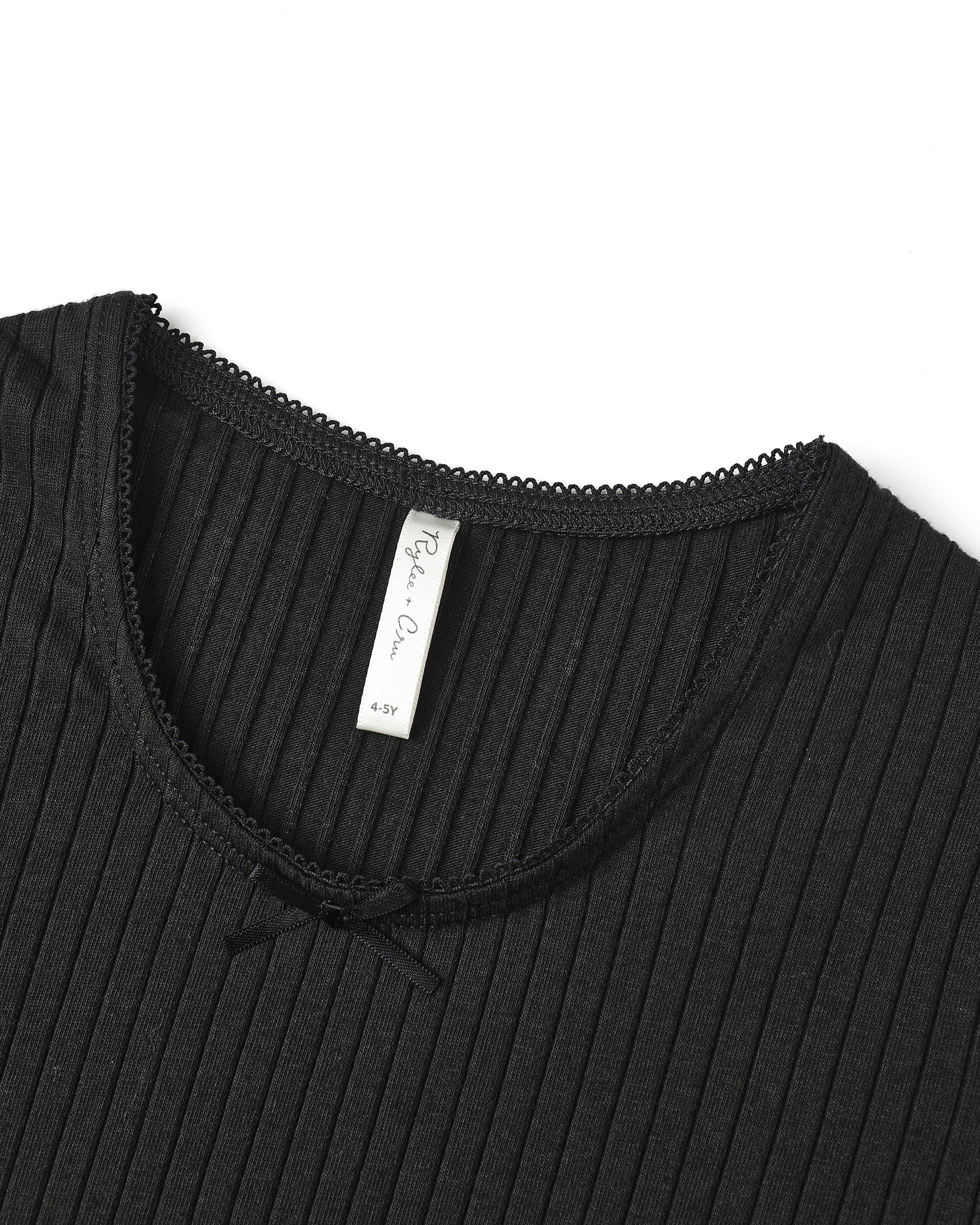 Ribbed Long Sleeve Kids - Black | Rylee & Cru