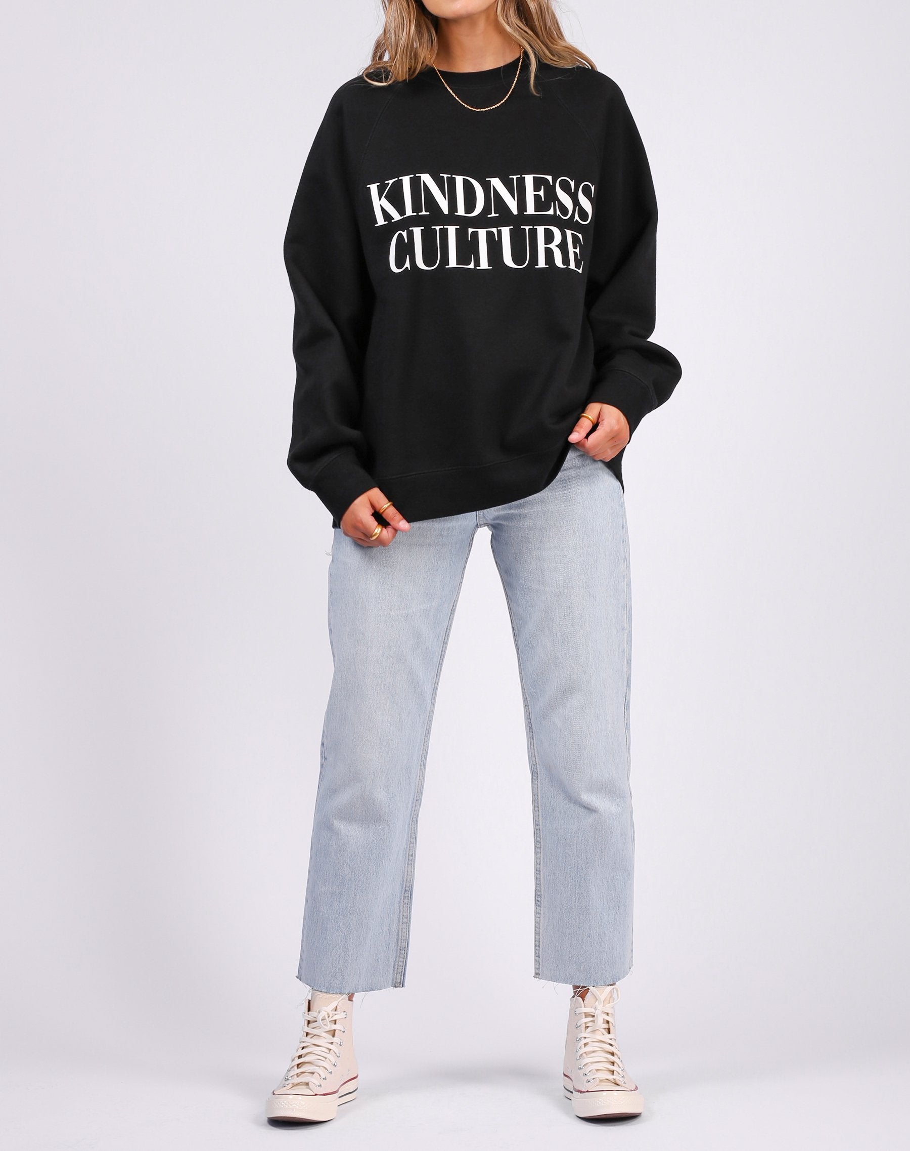 The "KINDNESS CULTURE" Not Your Boyfriend's Crew Neck Sweatshirt | Black