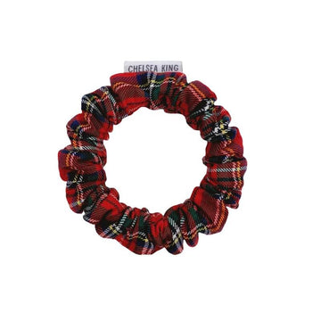 Bamboo Tartan Red Scrunchie - Thin - Chelsea King